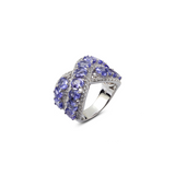 Genuine Tanzanite And White Zircon Sterling Silver Ring