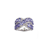 Genuine Tanzanite And White Zircon Sterling Silver Ring