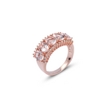 Genuine Morganite And White Zircon 14k Rose Over Silver Band Ring