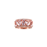 Genuine Morganite And White Zircon 14k Rose Over Silver Band Ring