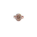 14KT Two Tone Gold Pink & White Diamond Ring Size 8