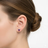 925 Sterling Silver Amethyst Heart Stud Earrings