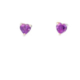 925 Sterling Silver Amethyst Heart Stud Earrings
