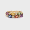 14KT Yellow Gold Rainbow Sapphire & Yellow Diamond Ring Size 7