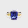 14KT Two Tone Gold Tanzanite & Yellow Diamond Ring Size 7