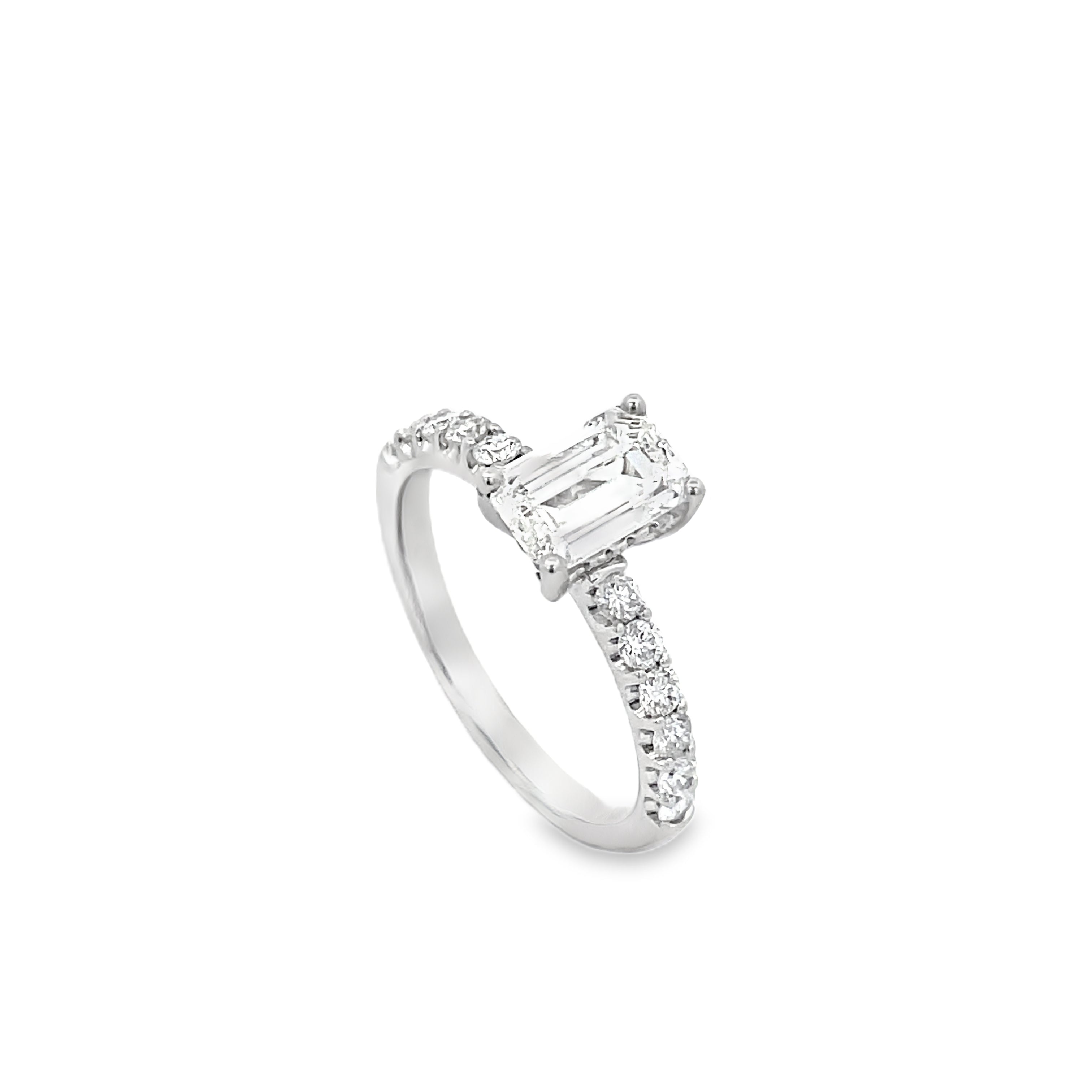 14KT WHITE GOLD EMERALD CUT DIAMOND ENGAGEMENT RING